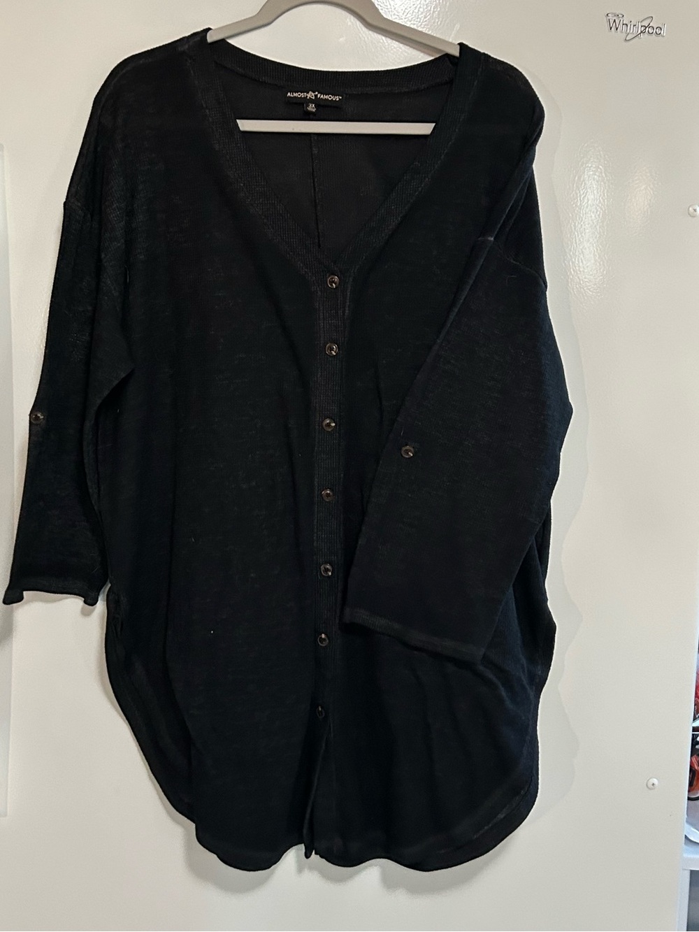 Almost Famous black gray button up Henley 3X
